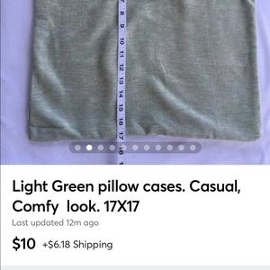 Light Green decorative pillow cases. Casual, Comfy  look. 17X17